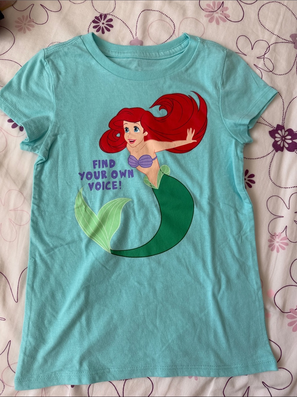 Disney Teal Ariel Short Sleeve Tee with Red Hair Graphic